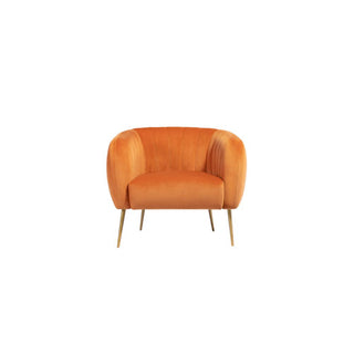 SOFAINSTORE Marenza Burnt Orange Velvet Armchair | Modern Barrel Design, Plush Accent Seating, Gold Legs