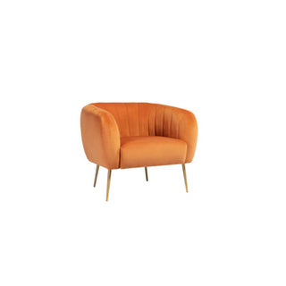SOFAINSTORE Marenza Burnt Orange Velvet Armchair | Modern Barrel Design, Plush Accent Seating, Gold Legs
