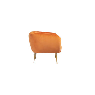 SOFAINSTORE Marenza Burnt Orange Velvet Armchair | Modern Barrel Design, Plush Accent Seating, Gold Legs