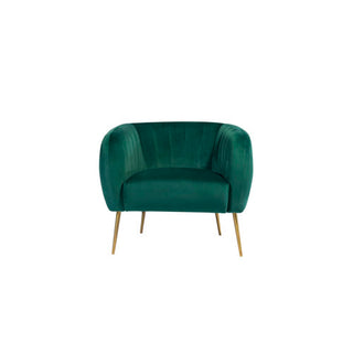 SOFAINSTORE Marenza Green Velvet Armchair | Modern Barrel Design, Plush Accent Seating, Gold Legs