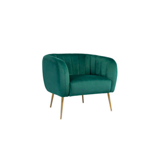 SOFAINSTORE Marenza Green Velvet Armchair | Modern Barrel Design, Plush Accent Seating, Gold Legs