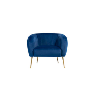 SOFAINSTORE Marenza Blue Velvet Armchair | Modern Barrel Design, Plush Accent Seating, Gold Legs