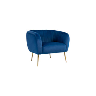 SOFAINSTORE Marenza Blue Velvet Armchair | Modern Barrel Design, Plush Accent Seating, Gold Legs