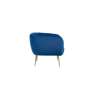 SOFAINSTORE Marenza Blue Velvet Armchair | Modern Barrel Design, Plush Accent Seating, Gold Legs
