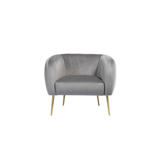 SOFAINSTORE Marenza Grey Velvet Armchair | Modern Barrel Design, Plush Accent Seating, Gold Legs
