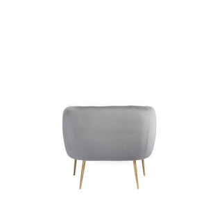 SOFAINSTORE Marenza Grey Velvet Armchair | Modern Barrel Design, Plush Accent Seating, Gold Legs