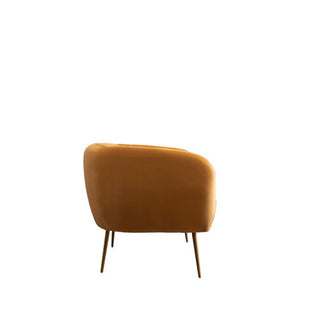 SOFAINSTORE Marenza Yellow Velvet Armchair | Modern Barrel Design, Plush Accent Seating, Gold Legs