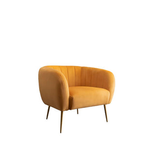 SOFAINSTORE Marenza Yellow Velvet Armchair | Modern Barrel Design, Plush Accent Seating, Gold Legs