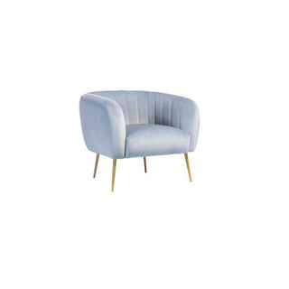SOFAINSTORE Marenza Light Blue Velvet Armchair | Modern Barrel Design, Plush Accent Seating, Gold Legs