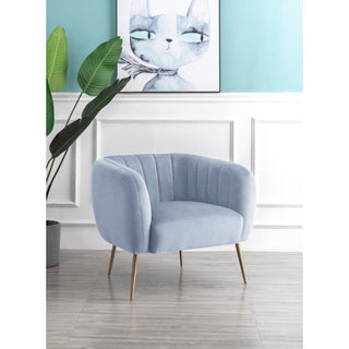 SOFAINSTORE Marenza Light Blue Velvet Armchair | Modern Barrel Design, Plush Accent Seating, Gold Legs