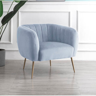 SOFAINSTORE Marenza Light Blue Velvet Armchair | Modern Barrel Design, Plush Accent Seating, Gold Legs