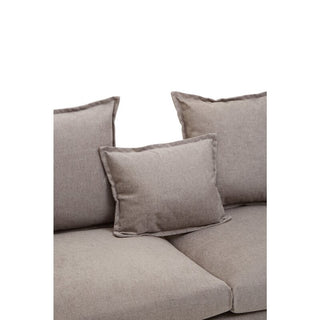 Close-up of the Premier Sofas Anton Grey Upholstered Fabric 3 Seater Sofa, showcasing its soft textured upholstery and three matching cushions for cozy, modern comfort and durable style in your living room.