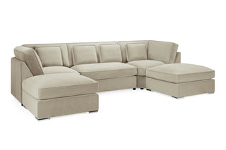 Belgravia Beige Velvet U Shape Corner Sofa | Luxury Design | Spacious Comfort - Sofa In Store
