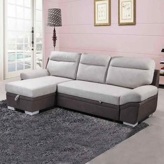 Linen Grey 2 Seater Storage Corner Sofabed | Stylish Comfort | 260 cm Width - Sofa In Store