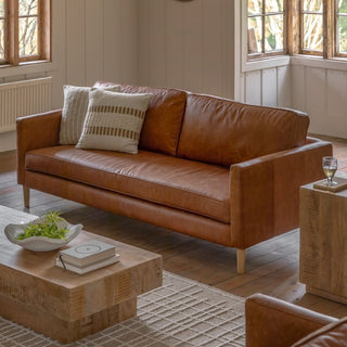 Osborne Vintage Tan Brown Leather Sofa | 3 Seater | Premium Comfort - Sofa In Store