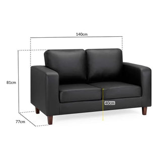 Boston Box Leather 3 + 2 Seater Sofa Set | Black Finish | Comfortable Design - Sofa In Store