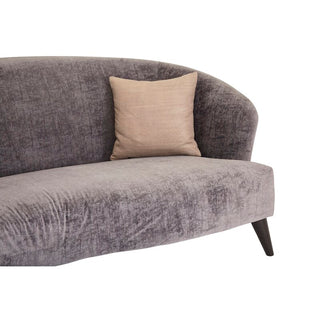 The Contemporary 3 Seater Sofa by Premier Sofas features grey velvet fabric, slim black legs, and a light beige pillow—perfect for elevating any modern living room.