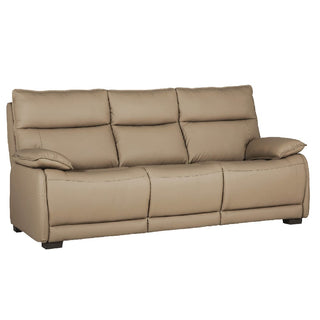 Laramie Leather 3 Seater Sofa | Oak Legs | Latte Finish | Comfort Design - Sofa In Store