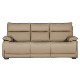Laramie Leather 3 Seater Sofa | Oak Legs | Latte Finish | Comfort Design - Sofa In Store