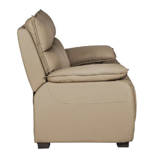 Laramie Leather 3 Seater Sofa | Oak Legs | Latte Finish | Comfort Design - Sofa In Store