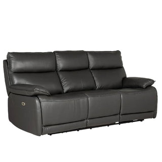 Laramie Leather 3 Seater Electric Recliner Sofa | Dark Grey | USB Ports - Sofa In Store