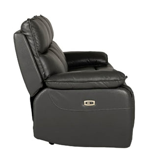 Laramie Leather 3 Seater Electric Recliner Sofa | Dark Grey | USB Ports - Sofa In Store