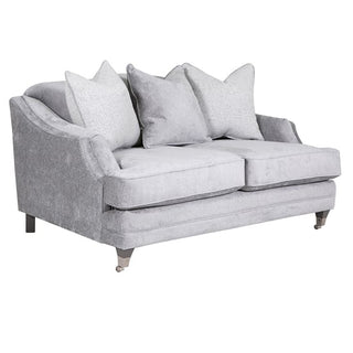 Belvedere Velvet 2 Seater Fabric Sofa | Silver Fabric | 3 Scatter Cushions - Sofa In Store