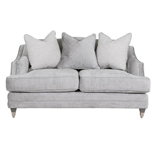 Belvedere Velvet 2 Seater Fabric Sofa | Silver Fabric | 3 Scatter Cushions - Sofa In Store
