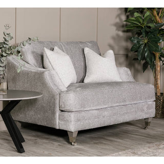 Belvedere Velvet Snuggle Sofa | Silver Upholstery | 2 Scatter Cushions - Sofa In Store