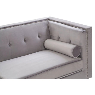 The Felisen Grey Velvet 3 Seater Sofa by Premier Sofas features button-tufted details and a sturdy eucalyptus frame—ideal for those seeking luxury sofas in the UK.