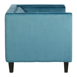 Felison Blue Velvet 2 Seater Sofa | Button-Tufted Backrest | Eucalyptus Frame - Sofa In Store