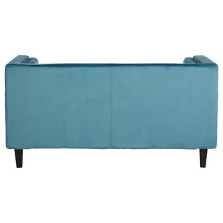 Felison Blue Velvet 2 Seater Sofa | Button-Tufted Backrest | Eucalyptus Frame - Sofa In Store