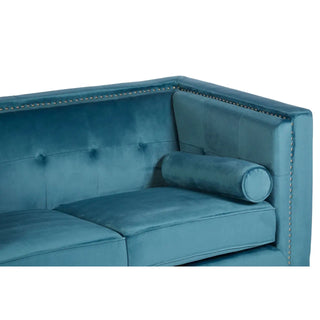 Felison Blue Velvet 2 Seater Sofa | Button-Tufted Backrest | Eucalyptus Frame - Sofa In Store