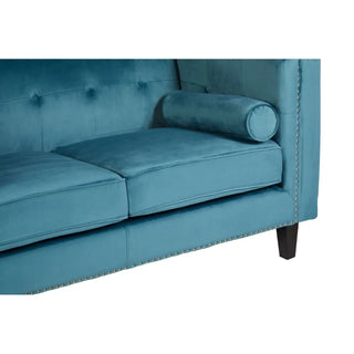 Felison Blue Velvet 2 Seater Sofa | Button-Tufted Backrest | Eucalyptus Frame - Sofa In Store