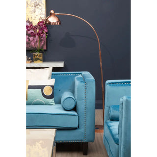 Felison Blue Velvet 2 Seater Sofa | Button-Tufted Backrest | Eucalyptus Frame - Sofa In Store