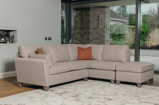 Castro Fabric Right Hand Corner Sofa | Oak Legs | Biscuit Colour - Sofa In Store