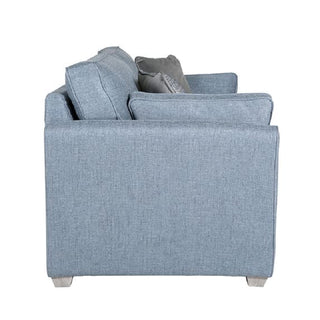 Castro Fabric 3 Seater Sofa Bed | Blue | Oak Legs & Comfort - Sofa In Store