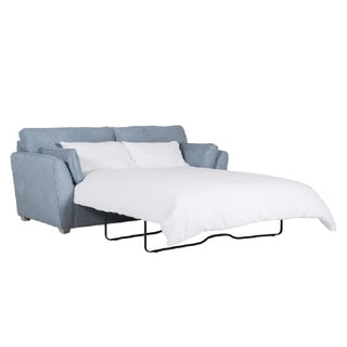 Castro Fabric 3 Seater Sofa Bed | Blue | Oak Legs & Comfort - Sofa In Store