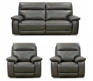 Delta 3+1+1 Seater Electric Recliner Sofa Set Grey Genuine Leather - Sofa In Store