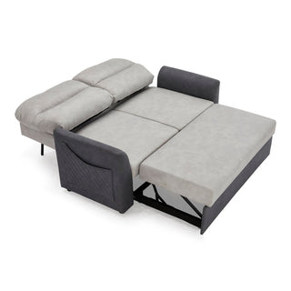 Lacie-Jayne 2 Seater Fabric Pull-Out Sofa Bed With Storage Pocket, Duo Contrast Fabric, Grey Fabric - Sofa In Store