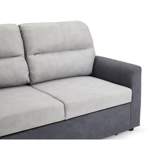 Lacie-Jayne 2 Seater Fabric Pull-Out Sofa Bed With Storage Pocket, Duo Contrast Fabric, Grey Fabric - Sofa In Store