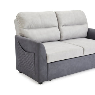Lacie-Jayne 2 Seater Fabric Pull-Out Sofa Bed With Storage Pocket, Duo Contrast Fabric, Grey Fabric - Sofa In Store
