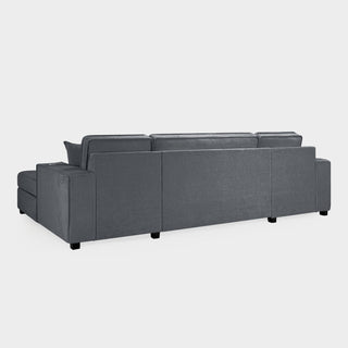 SOFAINSTORE Milan Max U-Shape Sofa Bed – Grey Fabric, Storage, Cupholders, Pull-Out Sleeper