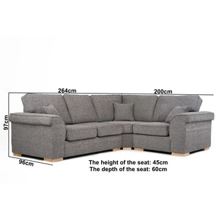 Picadilly Steel Grey 3-Piece Right-Hand Corner Sofa – Fabric Upholstery, L-Shaped, Deep Cushions - Sofa In Store