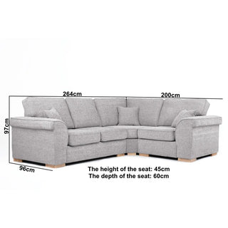 Picadilly Silver Grey 3-Piece Right-Hand Corner Sofa – Fabric Upholstery, L-Shaped, Deep Cushions - Sofa In Store