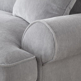 Amelia Large Corner Sofa – Ice Grey Fabric | Deep Cushions, Scroll Arms & Wooden Legs - Sofa In Store