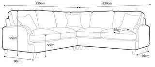 Amelia Large Corner Sofa – Apricot Orange Fabric | Deep Cushions, Scroll Arms & Wooden Legs - Sofa In Store