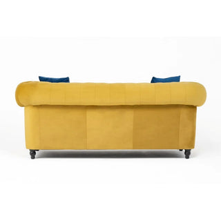 Frances Fabric 2 Seater Chesterfield Sofa – Mustard Yellow Velvet - Sofa In Store