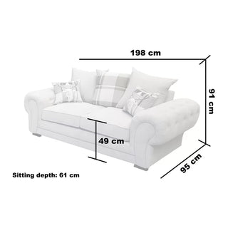 Alcrossagh 2 Seater Fabric Sofa – Dark Grey with Rolled Arms & Scatter Cushions - Sofa In Store