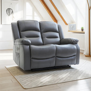 SOFAINSTORE Arclay Grey Leather Recliner Sofa – 2 Seater | Electric Comfort & Deep Cushion Support